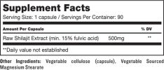 Raw Shilajit 500 mg Capsules (90 ct)