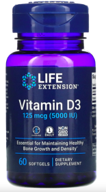 Vitamin D3 125 mcg - 5000 IU - 60 Count