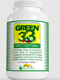 GREEN 33 by 4 Organics - Daily Greens Supplement (Count: 45 Count)