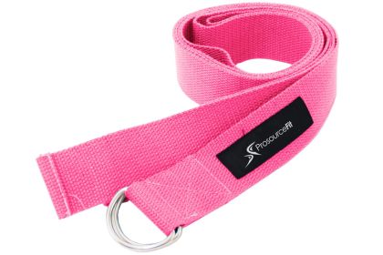 Metal D-Ring Yoga Straps (Color: Pink)