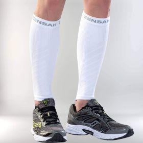 Zensah Compression Leg Sleeves - White (Size: Small/Medium)